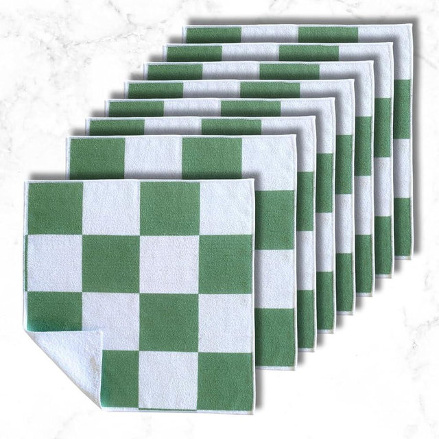 Cloak & SAGE 13" x 13" Luxury Microfiber Cleaning Cloths | Sage – 8 Pack | Premium Checkered All-Purpose Microfiber Towels for Cleaning Glass, Kitchens, Bathrooms, Automotive, & Supplies (8, Sage)