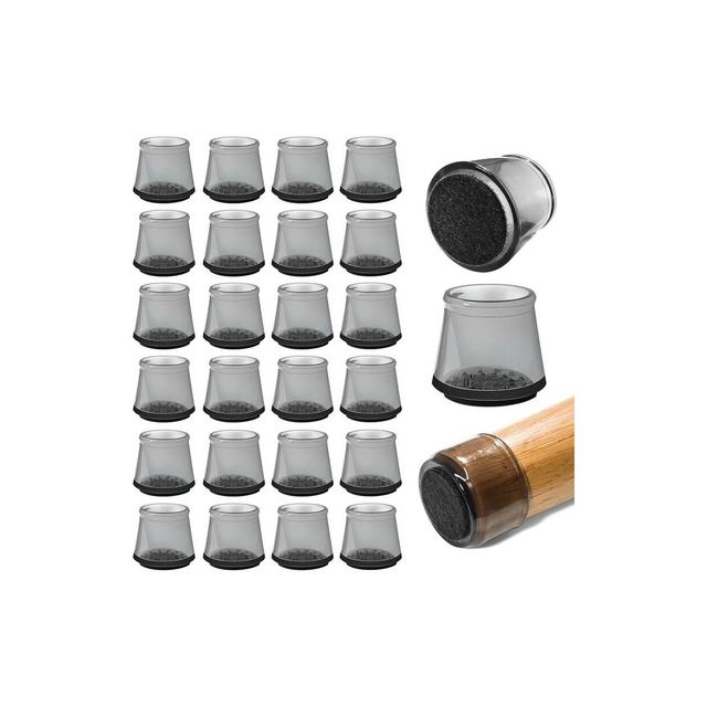 SereneLife Black Rubber Furniture Leg Covers - Anti-Slip Floor Protectors, 24ct