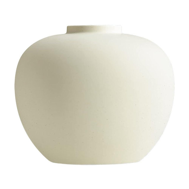 Full Moon Designed Vase, Shaping Flower Art and Displaying Hydroponic Plants, 6.5" × 7.2", Matte Crème