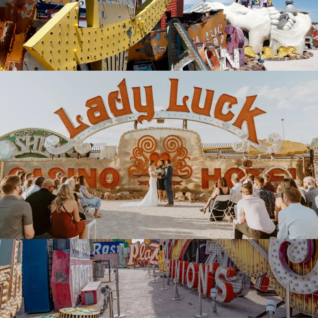 Our wedding ceremony venue, the Neon Museum