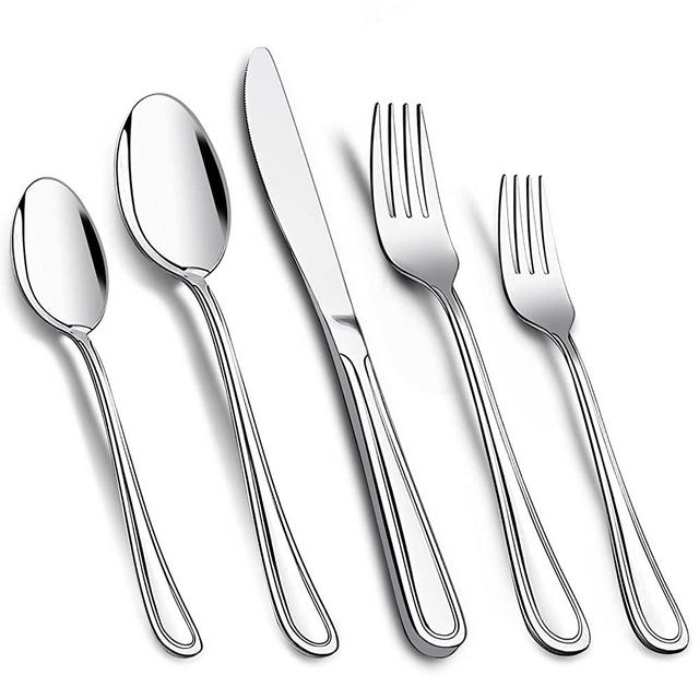 Silverware Set, Meythway Silverware Set 40 Pieces Service for 8, Stainless Steel Flatware Set with Spoons, Knives & Forks, Mirror Polished