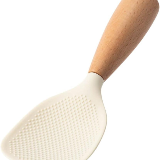 White Standing Silicone Rice Spoon Paddle, Household Rice Shovel Heat Resistant Anti-scalding Rice Scooper, Rice and Potato Servers, Serving Spoons