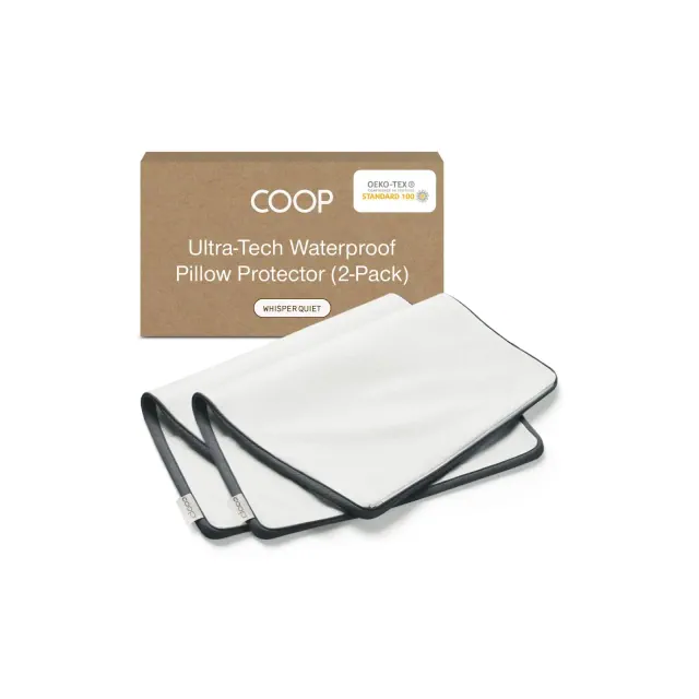 Coop Home Goods 18"x 28" Zippered Waterproof Pillow Protector for Memory Foam Bed Pillows -OEKO-TEX Certified, Machine Washable - Queen White