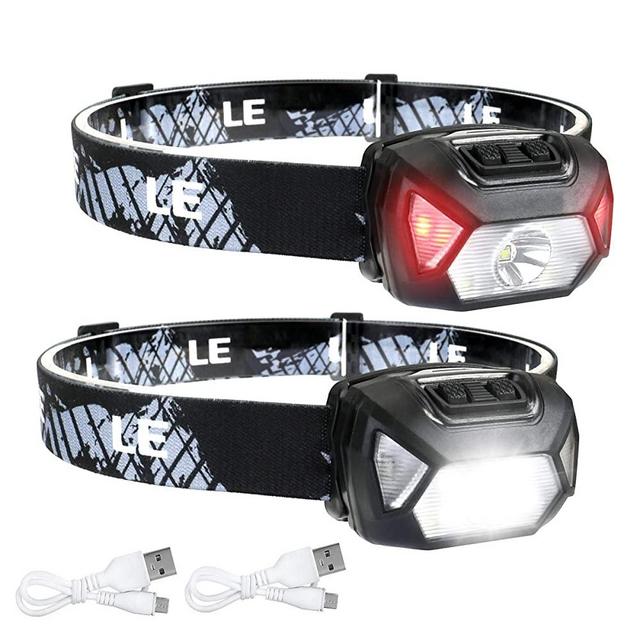 LED Headlamp Flashlights, Rechargeable Headlamps with 6 Modes, Super Bright, Lightweight and Comfortable, Perfect for Adults and Kids Running, Camping, Hiking and More, USB Cable Included