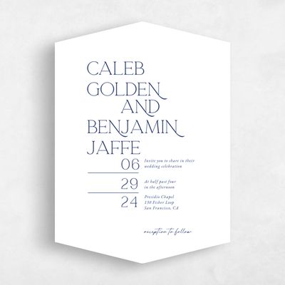 White Diamond Wedding Invitation - Hasbrouk Portrait