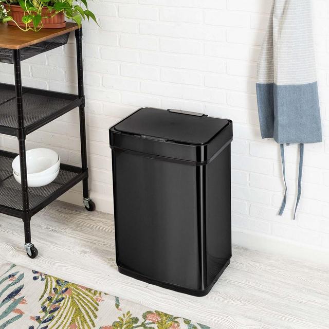 Sensor Trash Can, Black, 50 Liters