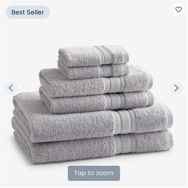 Turkish Cotton 6- Piece Bath Towel Set-Silver