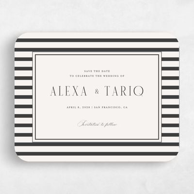 Beige Rounded Wedding Save the Date - Azelie Landscape
