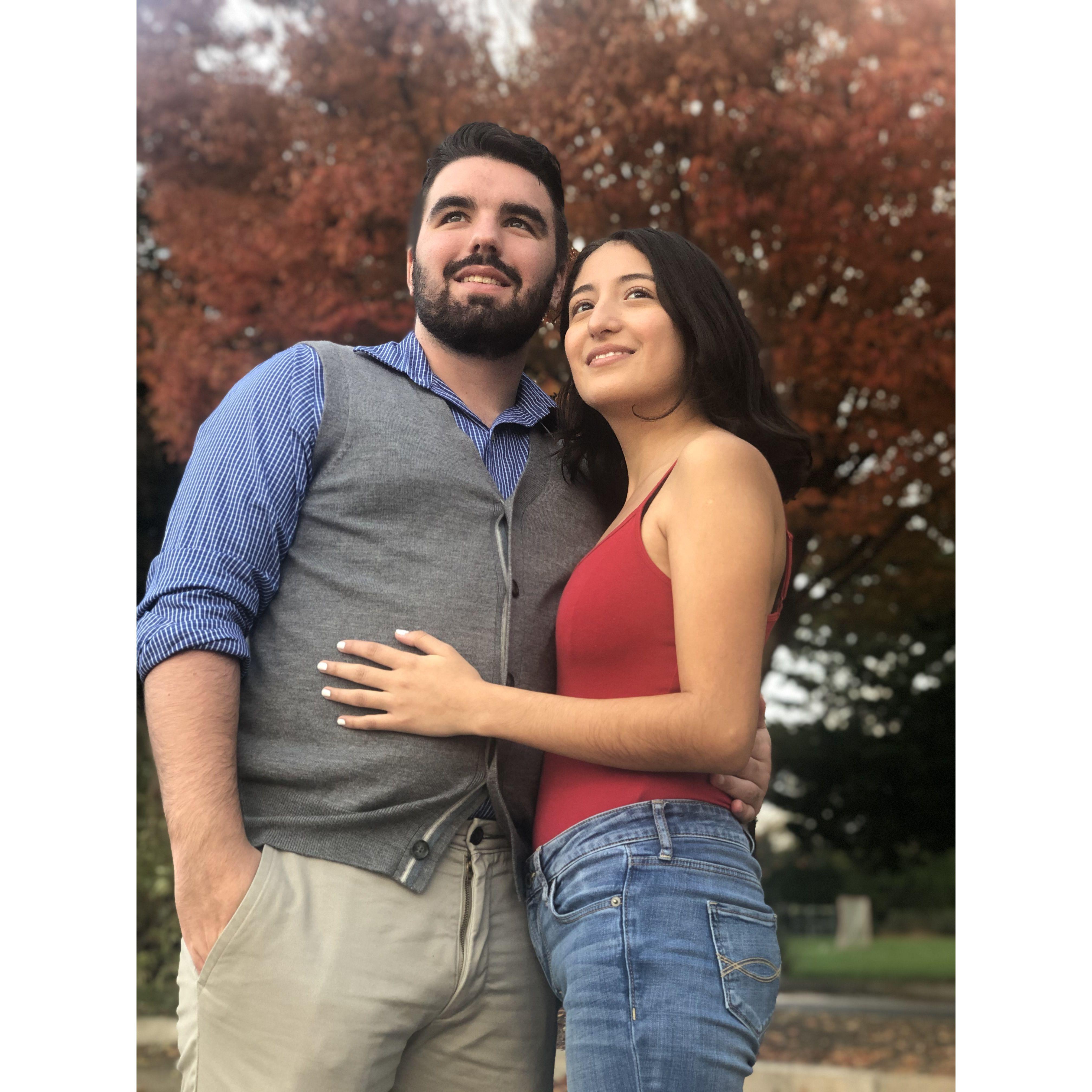 Jonathan and Yolany's first couple Halloween costume as Chandler and Monica.