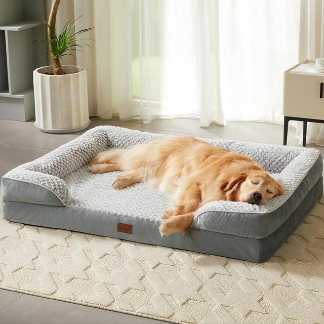 LNSSFFER Orthopedic Large Dog Bed, Sofa Dog Bed for Large Dogs. Egg Crate Foam Large Dog Bed with Removable Washable Pillow Cover, Waterproof Dog Couch Bed with Anti-Slip Bottom, Pet Bed.