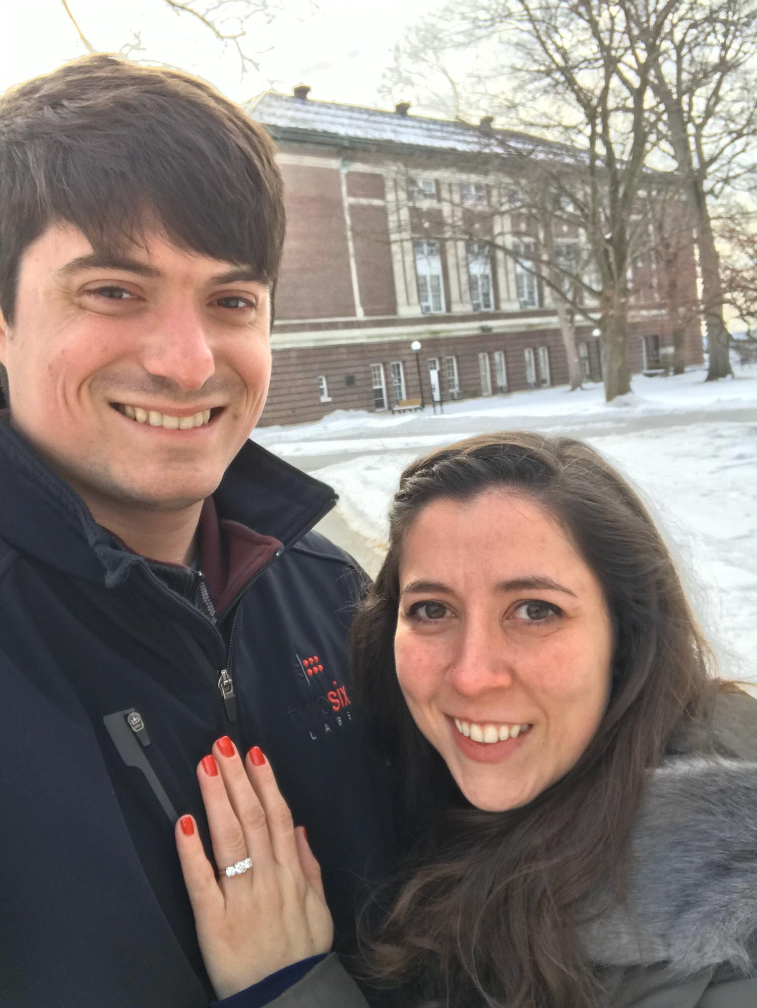 James asked Nikki to be his RPI Sweetheart forever on February 1, 2019 back on the RPI Campus. You wouldn't guess they're in the middle of a polar vortex with those warm smiles!