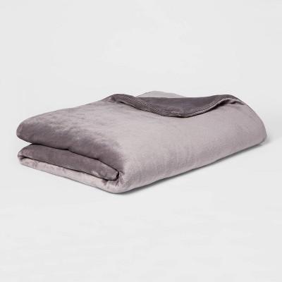 55" x 80" 15lbs Micro Plush Weighted Blanket with Removable Cover Gray - Threshold™