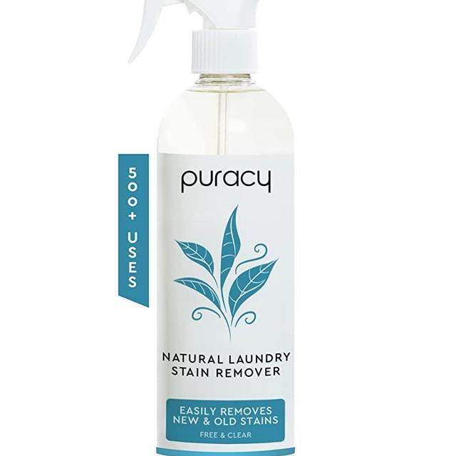 Puracy Stain Remover for Clothes - Laundry Spray for Fresh and Set-In Clothing Stains - Enzyme-Based Laundry Stain Remover - 99.96% Plant-Powered Natural Spot and Odor Cleaner - Free & Clear - 16 Oz