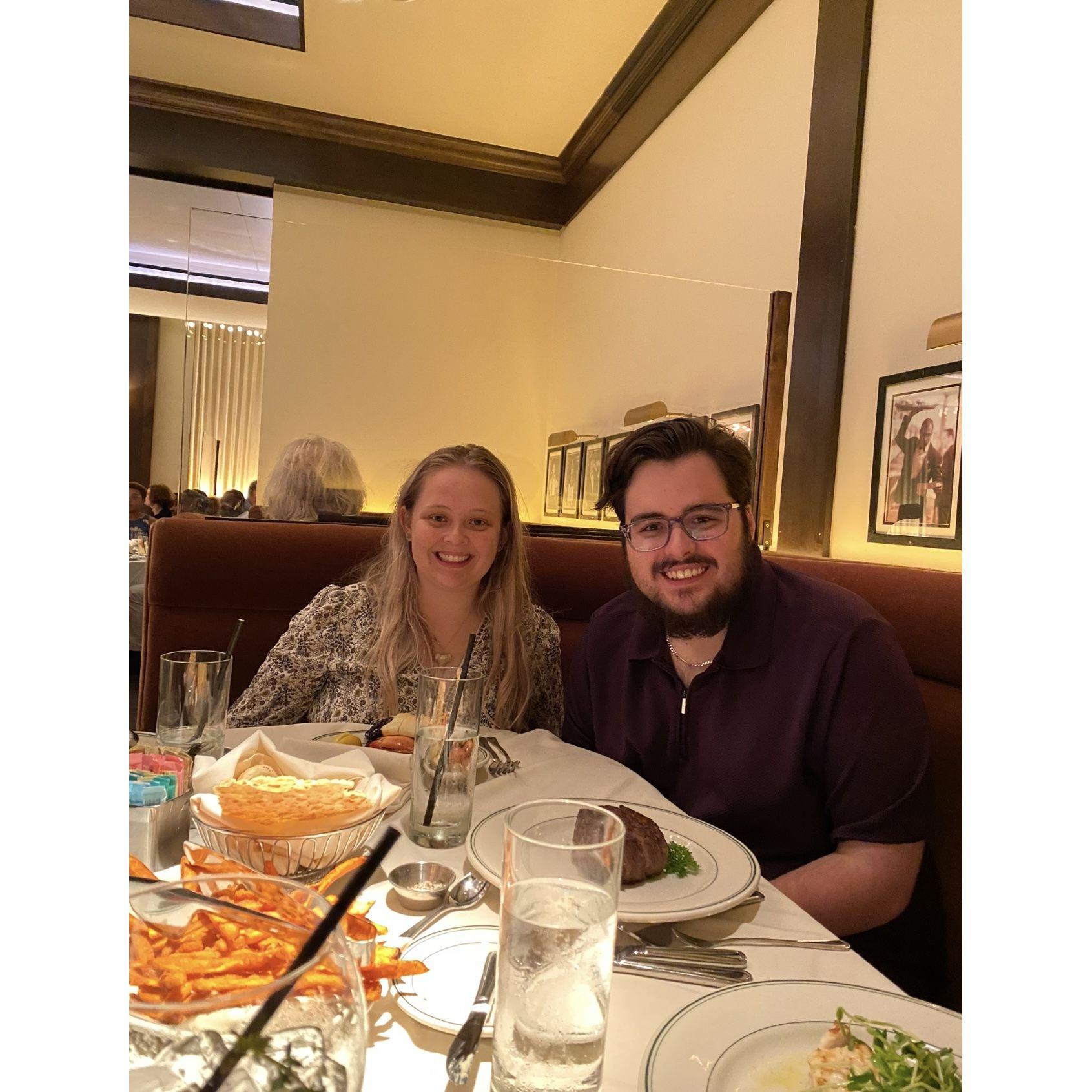 Alison and Gerard celebrating Alison’s 25 birthday at Joe’s Stone Crab 2022
