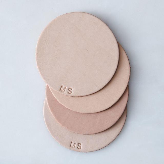 Monogram Leather Coasters (Set of 4)- Monogram 'G'