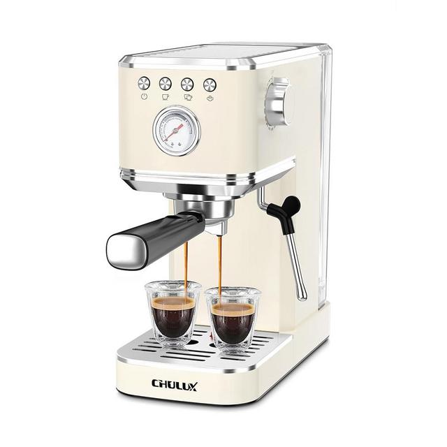 CHULUX Slim Espresso Machine with Milk Frother Steam Wand, 20 Bar Professional Italian Pump Semi Automatic Espresso Coffee Machine for Home Cappuccino & Latte Maker, Creamy