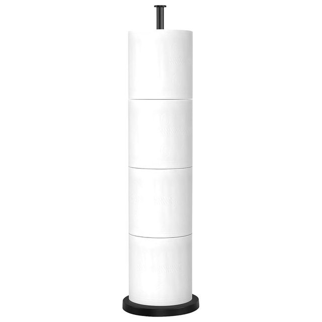 Toilet Paper Holder Stand,Free Standing Toilet Paper Holder with Reserve Function,Rustproof Matte Black Toilet Paper Holders Free Standing,Non-slip&No Drilling Toilet Paper Stand Designed for Easy Use