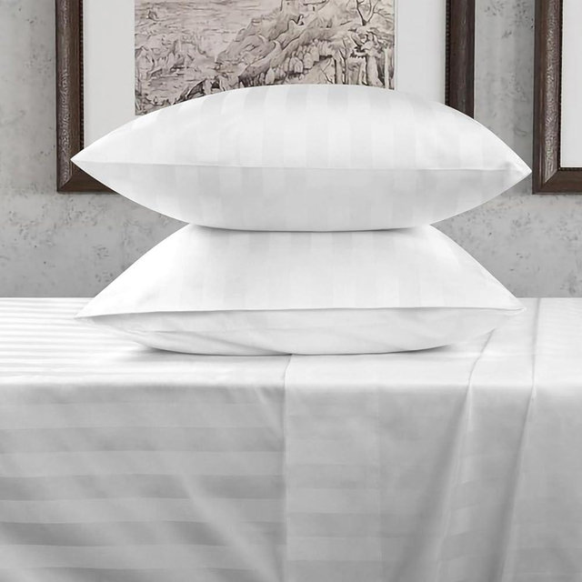 URBANHUT 800 Thread Count Egyptian Cotton Damask Striped King Size Sheets Set (4 Pc) - Ultra Soft & Smooth, Sateen Weave King Sheets, Luxury Hotel Sheets with 16" Deep Pocket - White