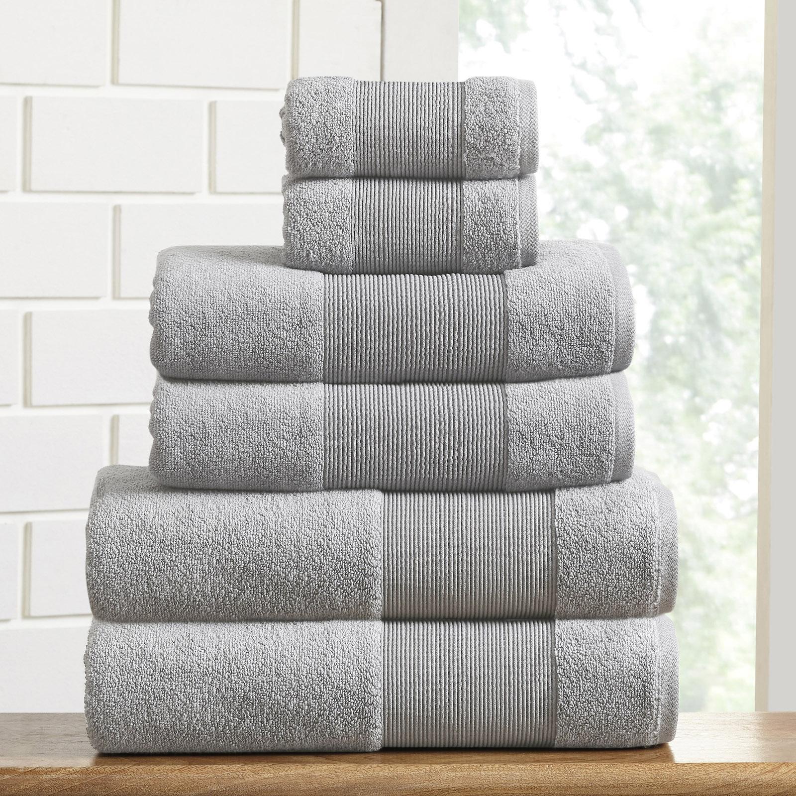 White Classic Luxury 100% Cotton Bath Towels Set of 4 - 27x54 Silver