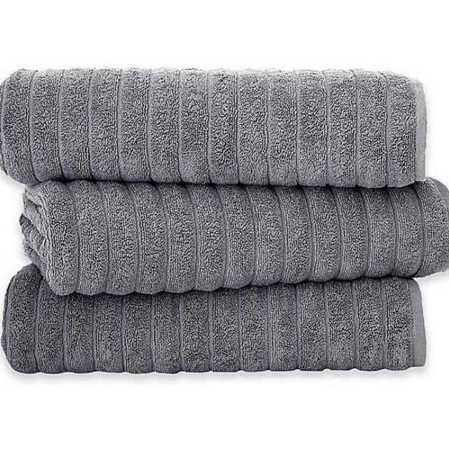 Classic Turkish Towels Turkish Cotton Ribbed Bath Sheets in Grey (Set of 3)