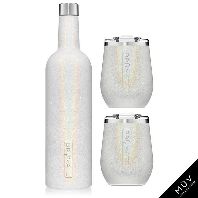 Winesulator + 2 Uncork'd XL Wine Tumblers/Lids | Glitter White MÜV