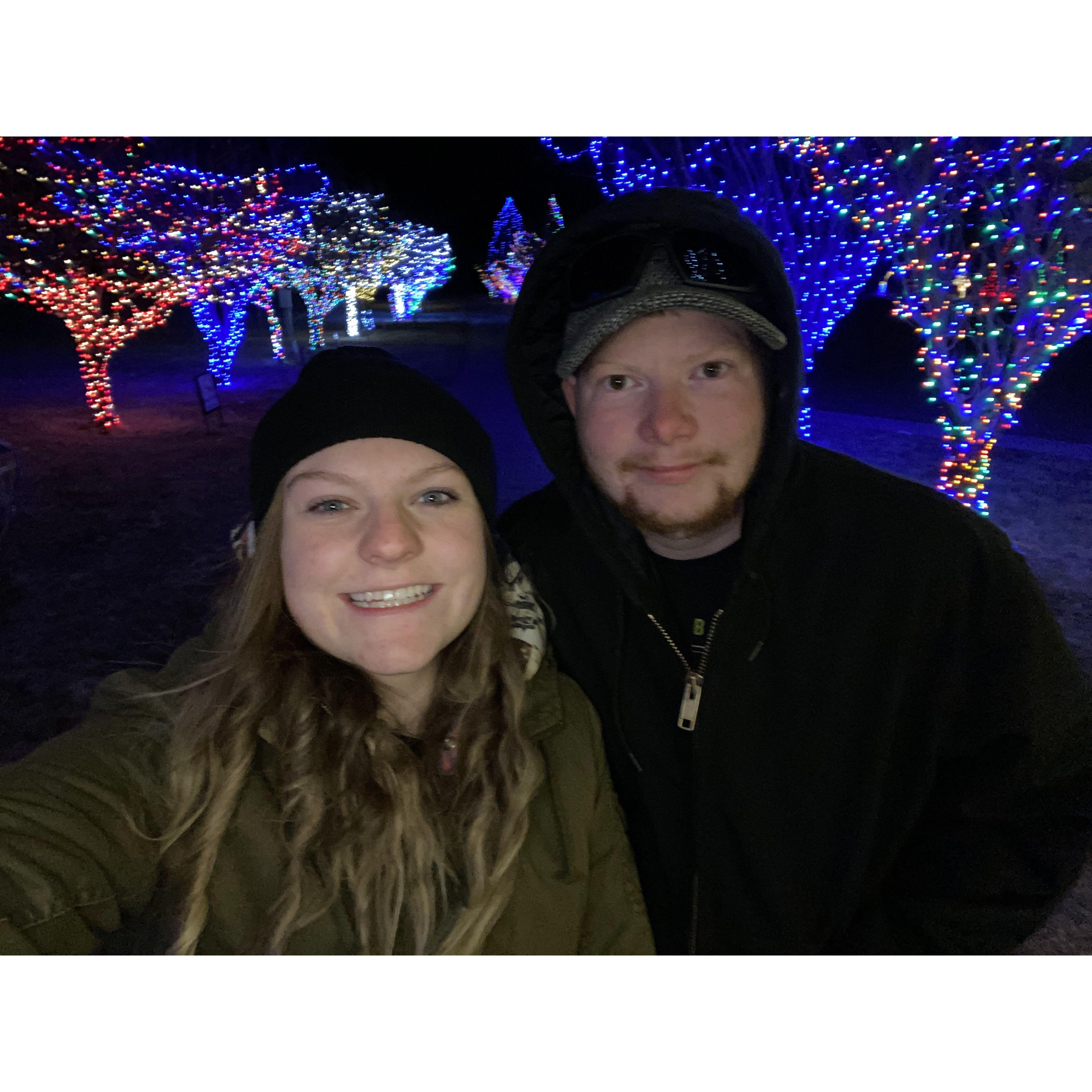 Walking the lights in the park in Mountain View, Wyoming.
