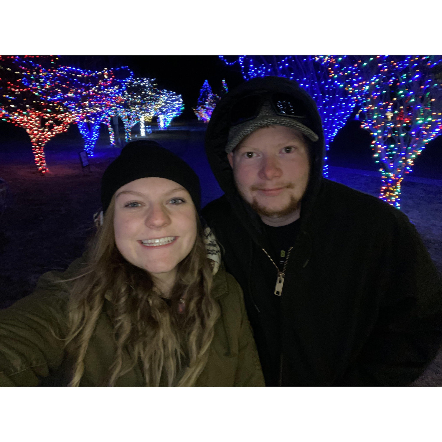 Walking the lights in the park in Mountain View, Wyoming.