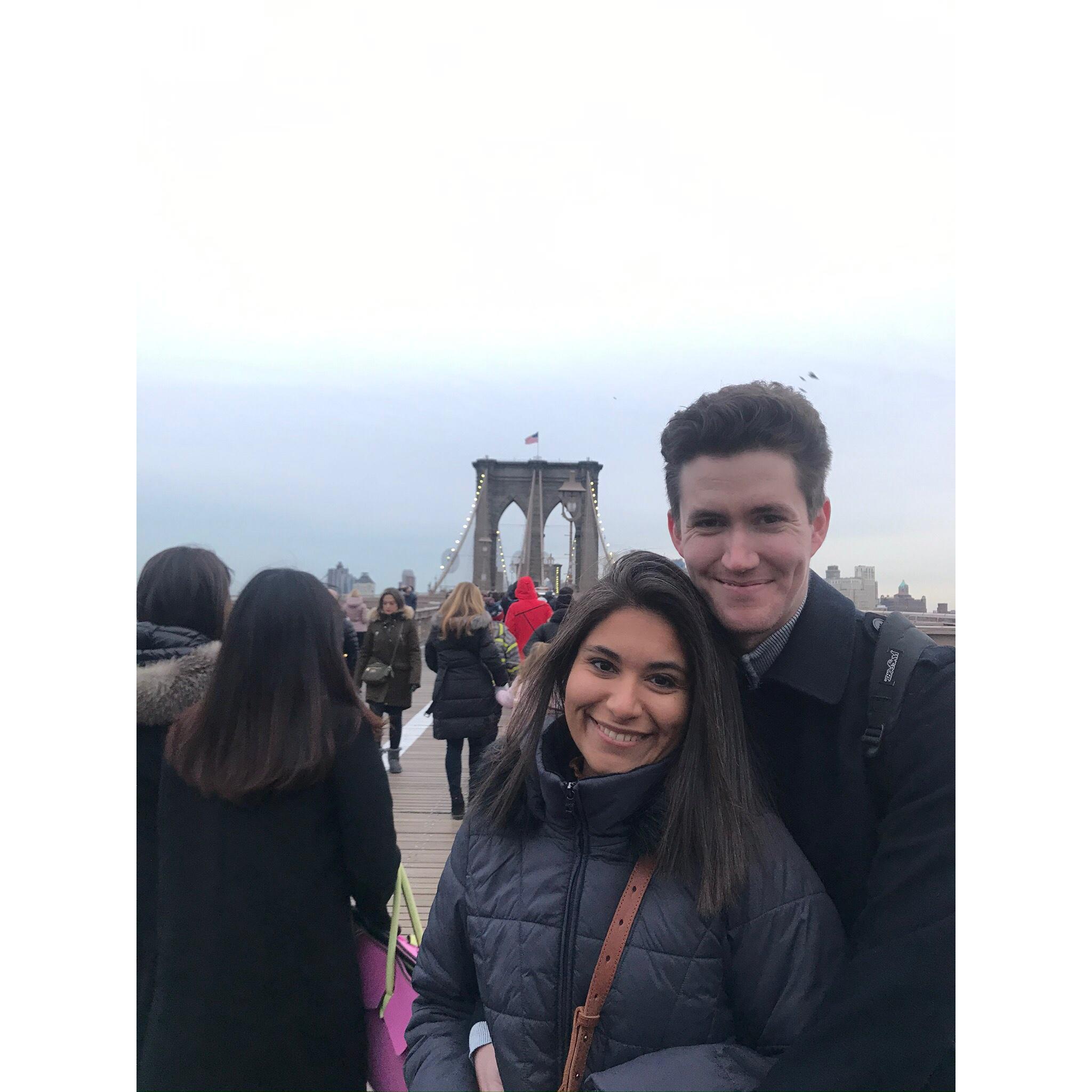 I finally convinced him to come visit my favorite city NYC! Brooklyn Bridge. Fun fact: our sweet friends got engaged the night before and it made the trip even better! November 23, 2019