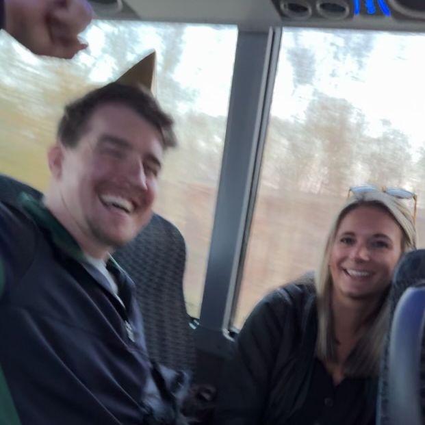 Our first photo together moments after meeting!