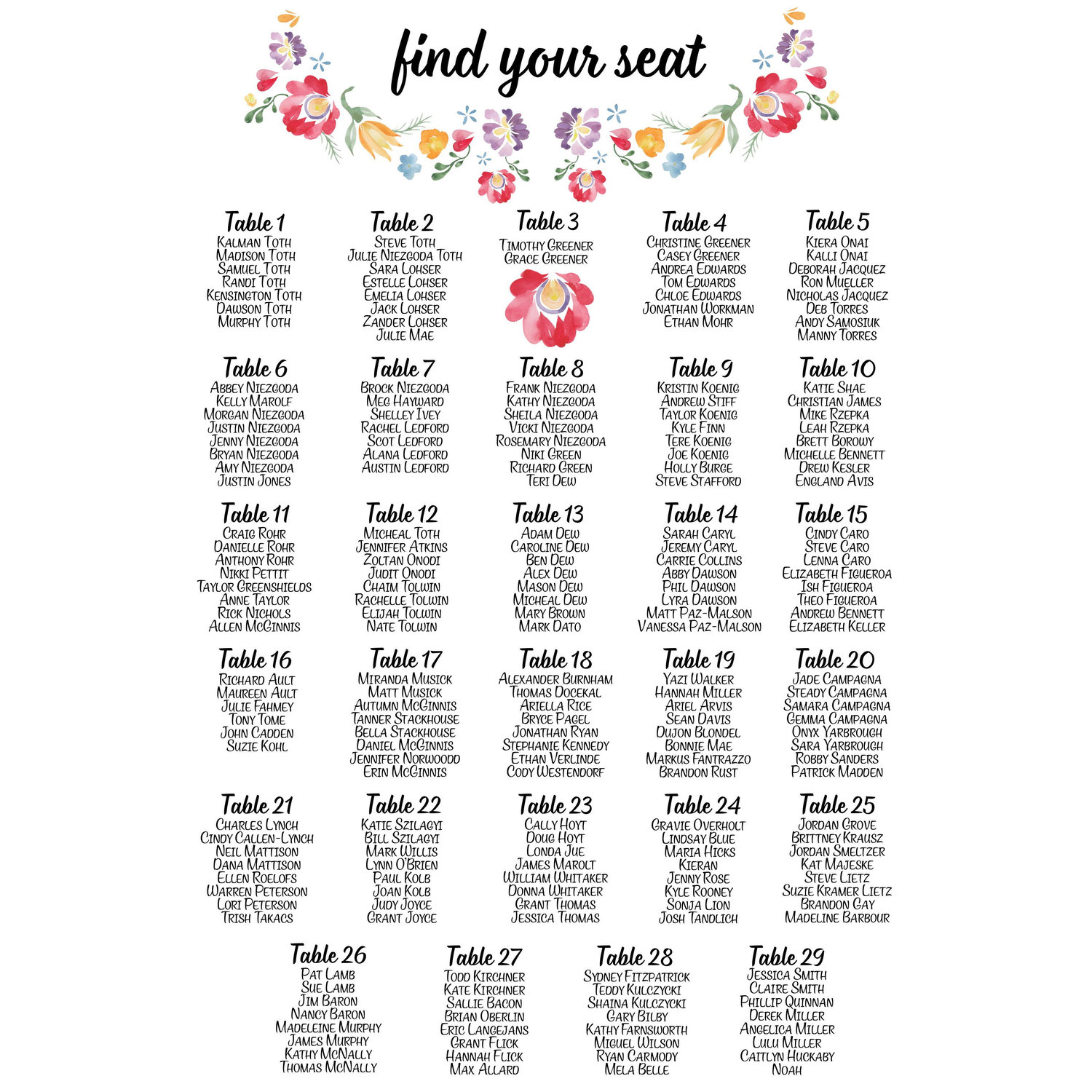 Find your seat