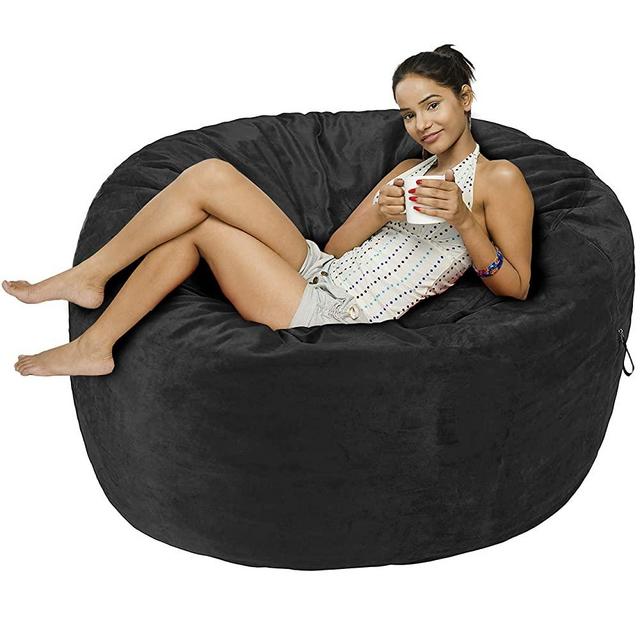 Amazon Basics Memory Foam Filled Bean Bag Chair with Microfiber Cover - 5', Gray