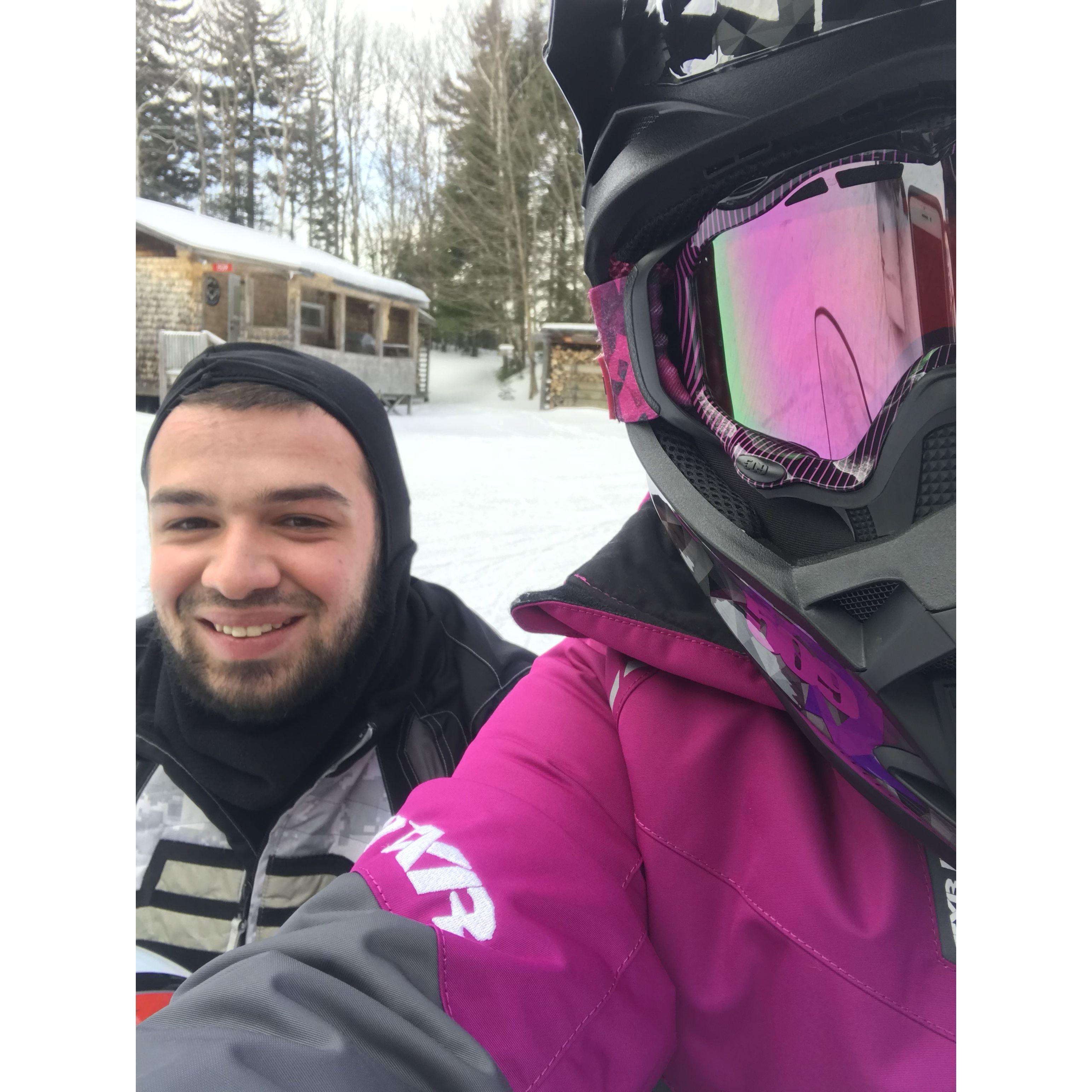 His First time snowmobiling!