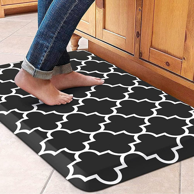 WISELIFE Anti Fatigue Floor Mat - 3/4 Inch Thick Kitchen Mat Non Slip Waterproof Heavy Duty Ergonomic Comfort Mat Durable for Home, Office, Sink, Laundry,(17.3" x 28", Black)