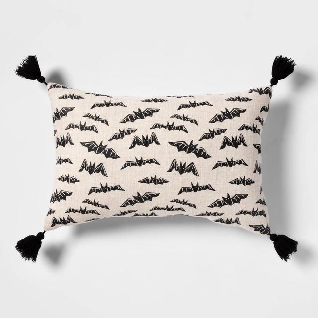 Bat Lumbar Throw Pillow Black - Hyde & EEK! Boutique™