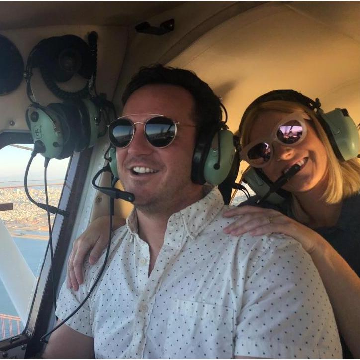 We flew over the Golden Gate Bridge to celebrate our engagement!