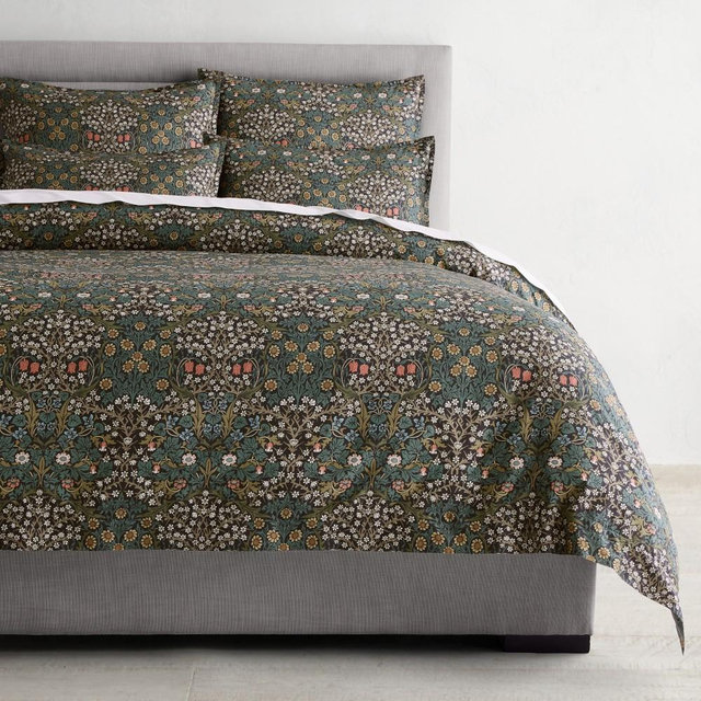 Morris & Co. x Williams Sonoma Home Blackthorn Duvet and Shams, Full/Queen Duvet, Blue