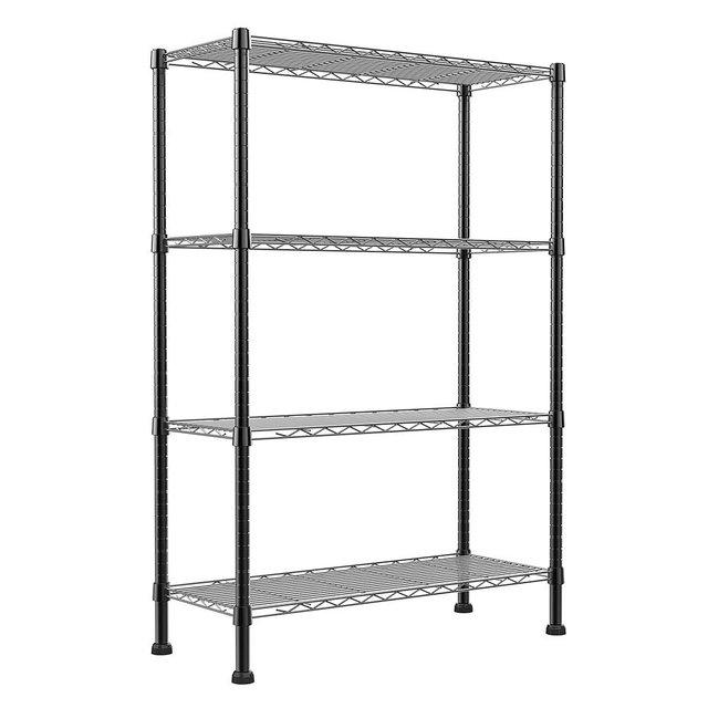REGILLER 4-Wire Shelving Metal Storage Rack Adjustable Shelves,Standing Storage Shelf Units for Laundry Bathroom Kitchen Pantry Closet(Black,14.1" D x 30" W x 54" H)