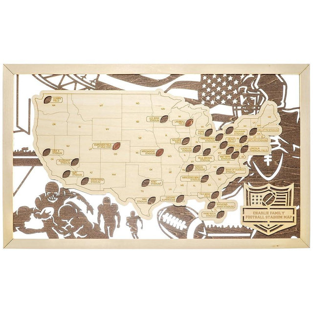 HYPERI Football Stadium Map, Bucket List With Football Push Pins, Ballpark Passport, Track Your Sport Journey, Football Lover Gift, Valentine's Day Ideas, Chinese New Year Gifts for Men