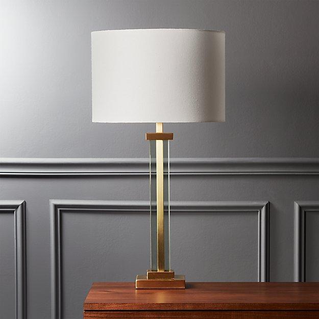 Panes Glass and Brass Table Lamp