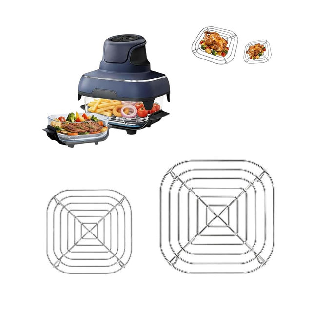 2PCS Air Fryer Crisper Rack, Compatible with Ninja Crispi FN101& Crispi Pro AS101CY, 2.5/4/6 QT & 6-CUP, Food-Grade Stainless Steel Rack Replacement Parts