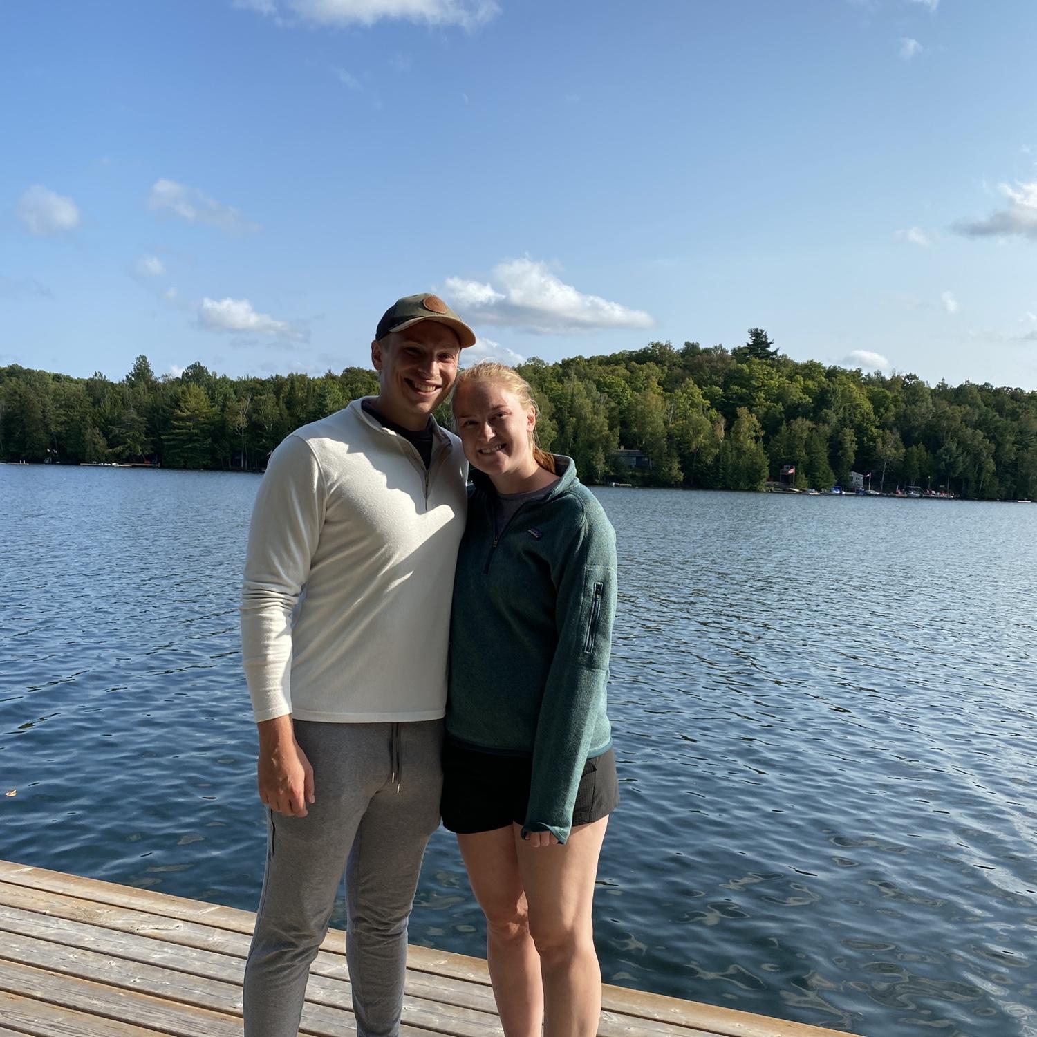 Mitch's first trip to Harcourt Park! This is the dock at the house Lindsey's dad built, and she spent the majority of her life, Big Straggle Lake, September 2021.