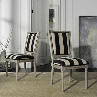 Buchanan French Brasserie Striped Linen Rectangle Side Chair, Set of 2
