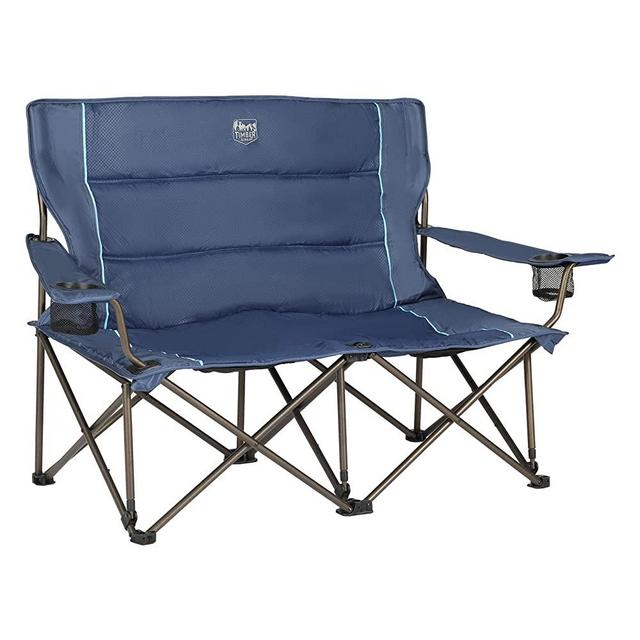 Timber Ridge Spruce Duo Outdoor Loveseat Oversized Quad Folding Camp Seat, Blue