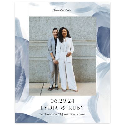 Grayed Cobalt, Blue Wedding Digital Save the Date - Staton Photo