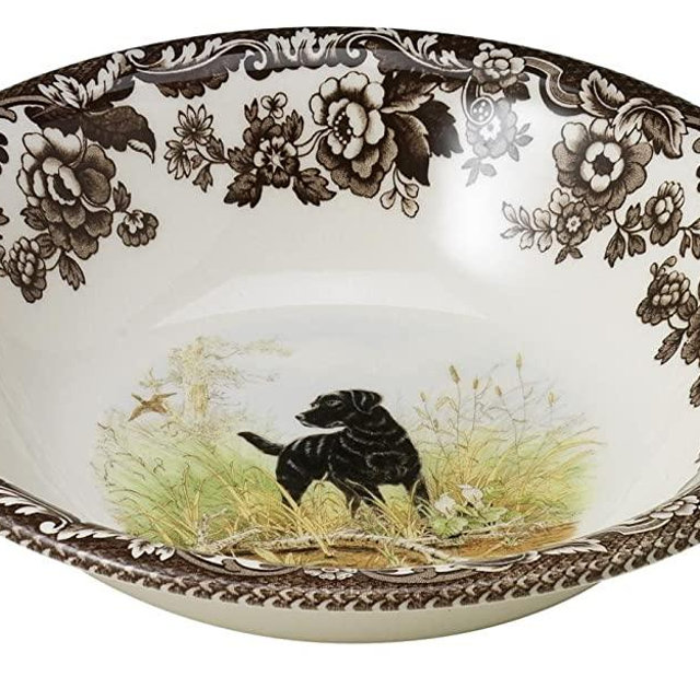 Spode Woodland Hunting Dogs Black Labrador Cereal Bowl