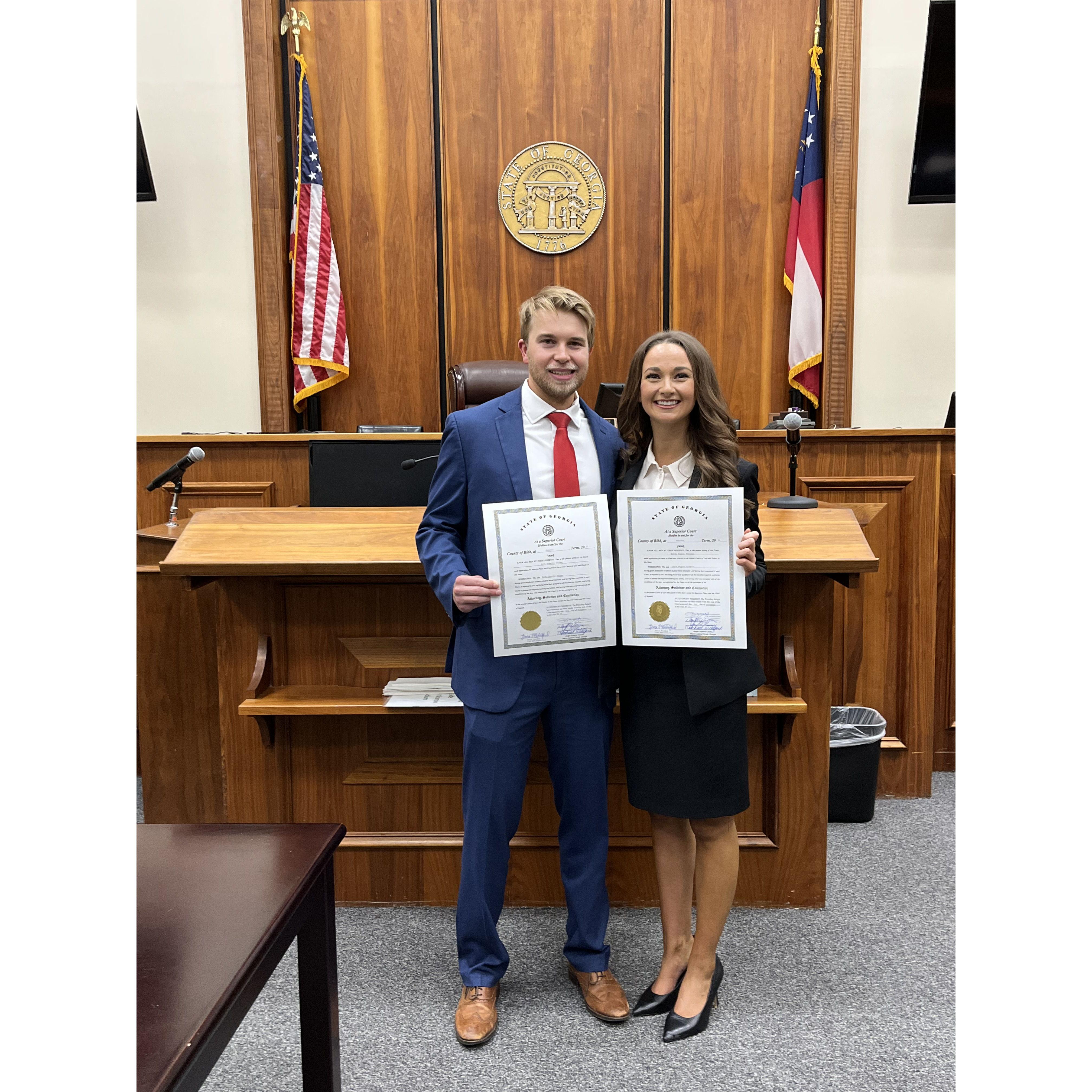 This was the day Meghan and Seth were sworn into the Bar as official attorneys in Macon, Georgia.