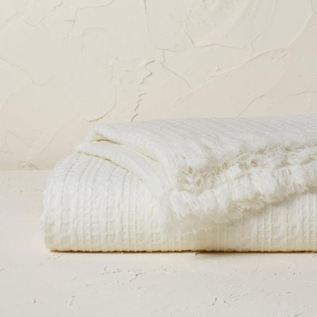 Oversized Waffle Weave Bed Throw White - Opalhouse™ designed with Jungalow™