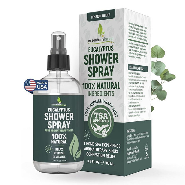 Pure Eucalyptus Shower Spray Travel Size (3.4oz) - 100% Pure and Organic Oil - Eucalyptus Spray for Shower, Sauna and Spa - Steam Room Oil - TSA Approved - Travel Size (3.4oz) - Made in USA