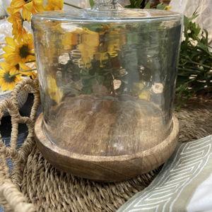Welcome Home 8'' Glass Cloche w/ Wood Base