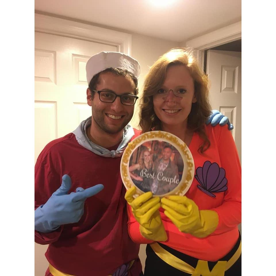 Spongebob Squarepants' Mermaid Man and Barnacle Boy won best couples costume (Alex was Barnacle Boy) - Halloween 2017
